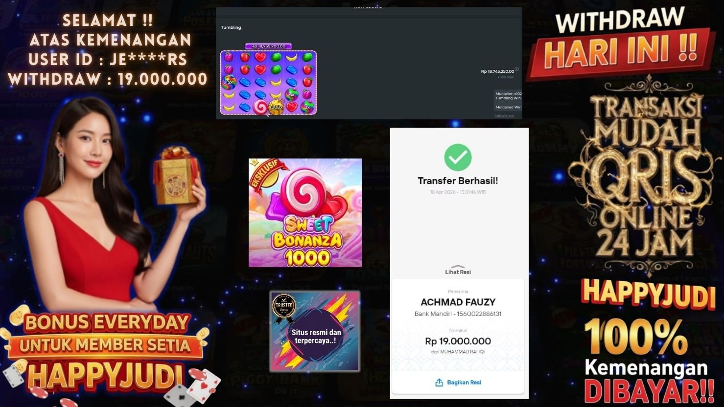 HAPPYJUDI JACKPOT SLOT SWEET BONANZA 1000